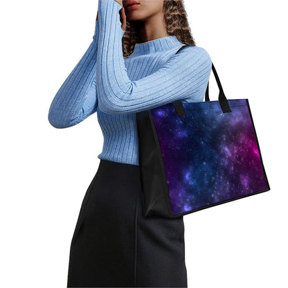 Blue Purple Cosmic Galaxy Space Print Canvas Tote Bag