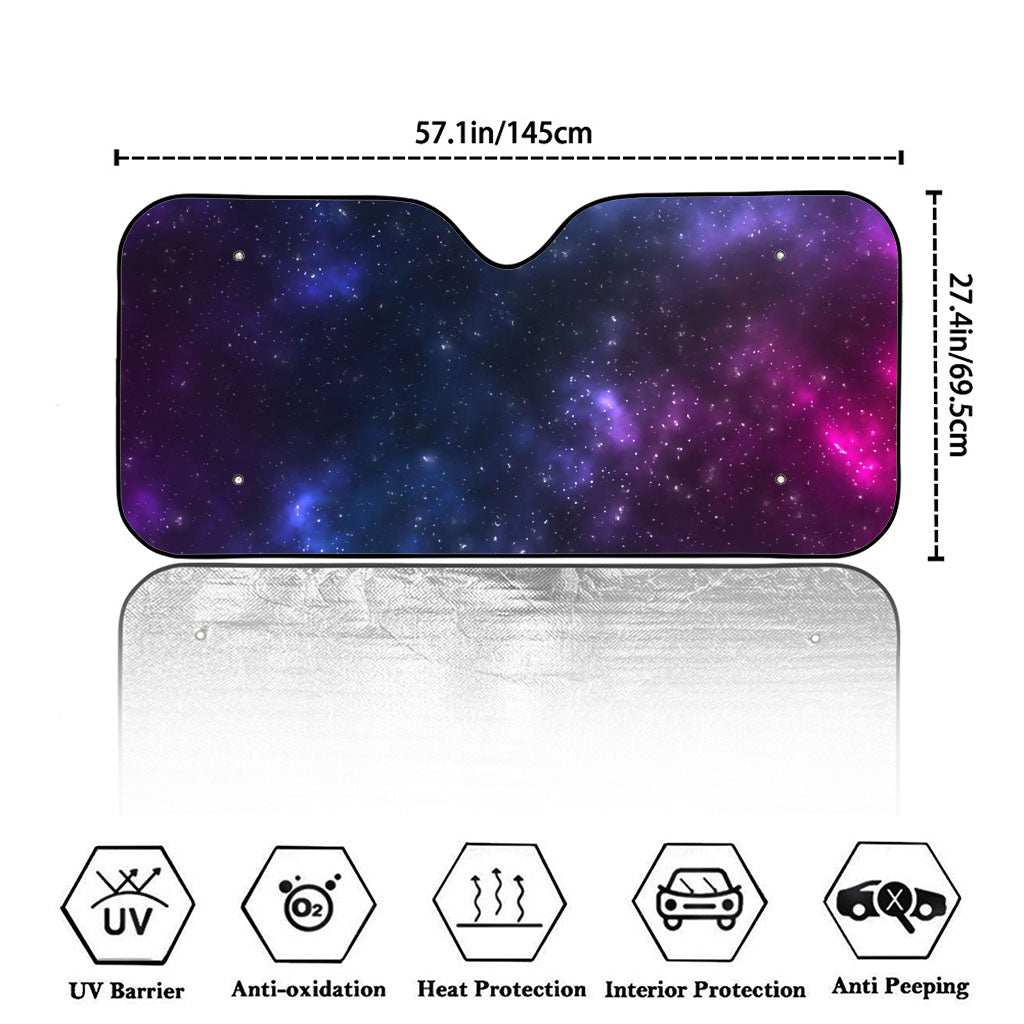 Blue Purple Cosmic Galaxy Space Print Car Windshield Sun Shade