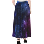 Blue Purple Cosmic Galaxy Space Print Chiffon Maxi Skirt