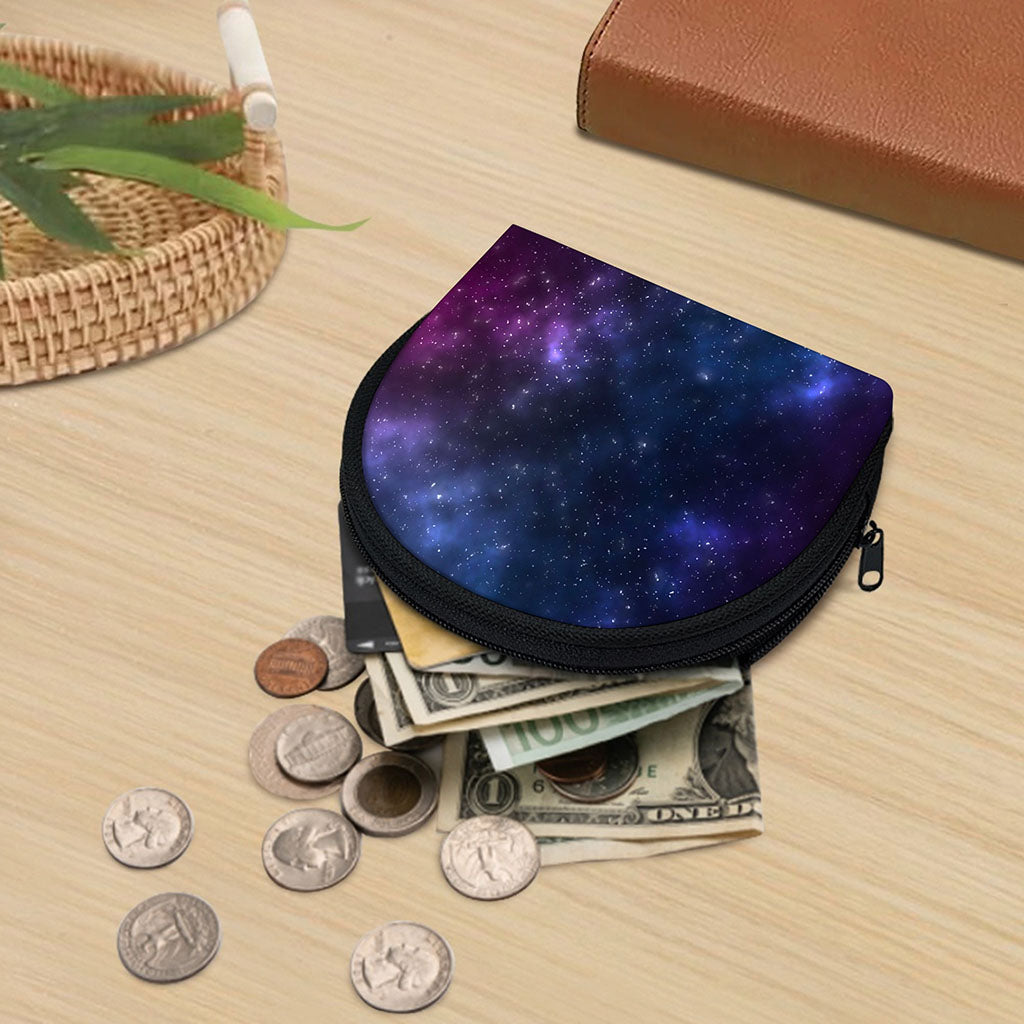Blue Purple Cosmic Galaxy Space Print Coin Purse