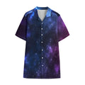 Blue Purple Cosmic Galaxy Space Print Cotton Hawaiian Shirt
