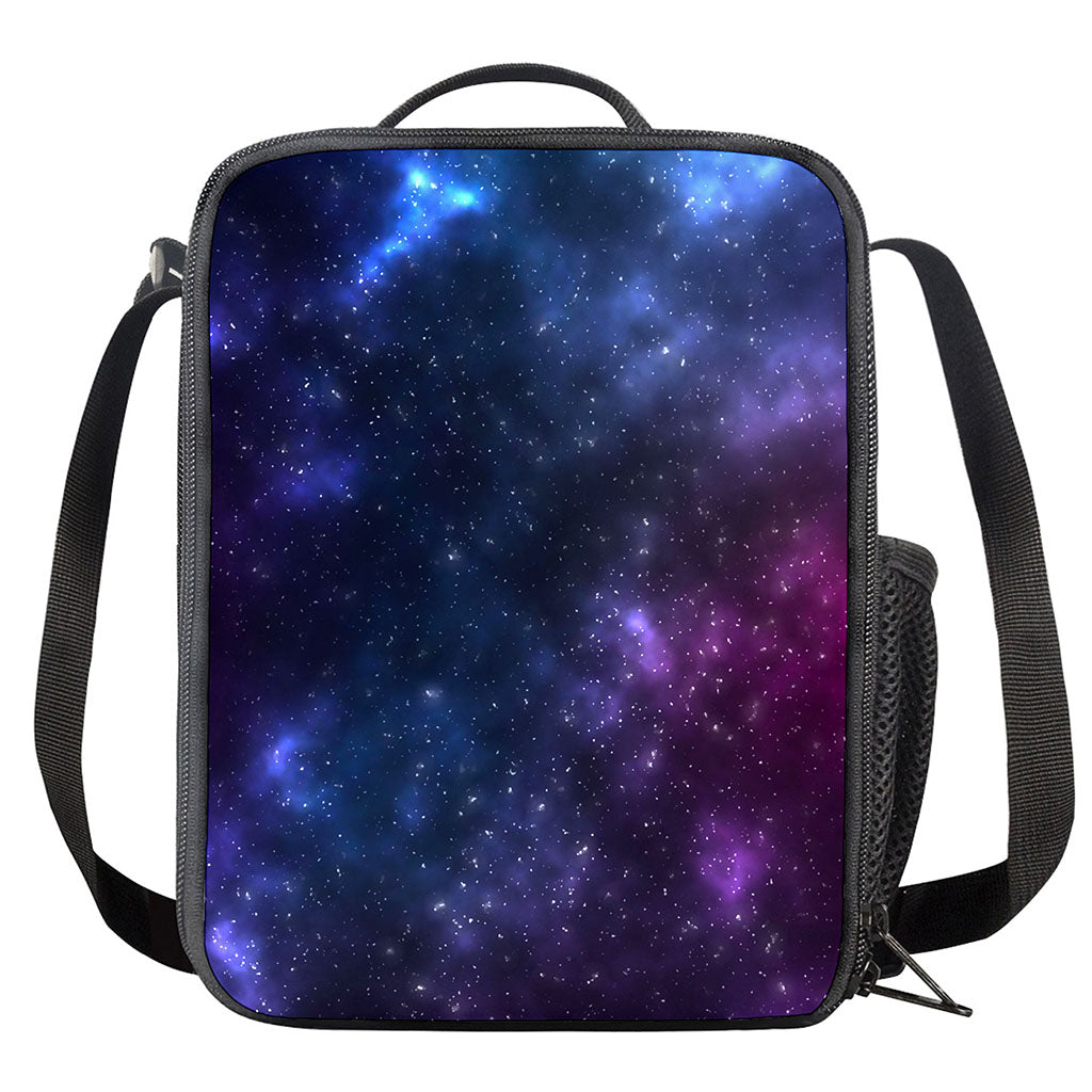Blue Purple Cosmic Galaxy Space Print Crossbody Lunch Bag