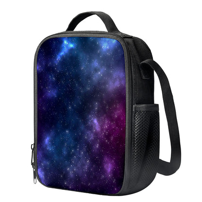 Blue Purple Cosmic Galaxy Space Print Crossbody Lunch Bag