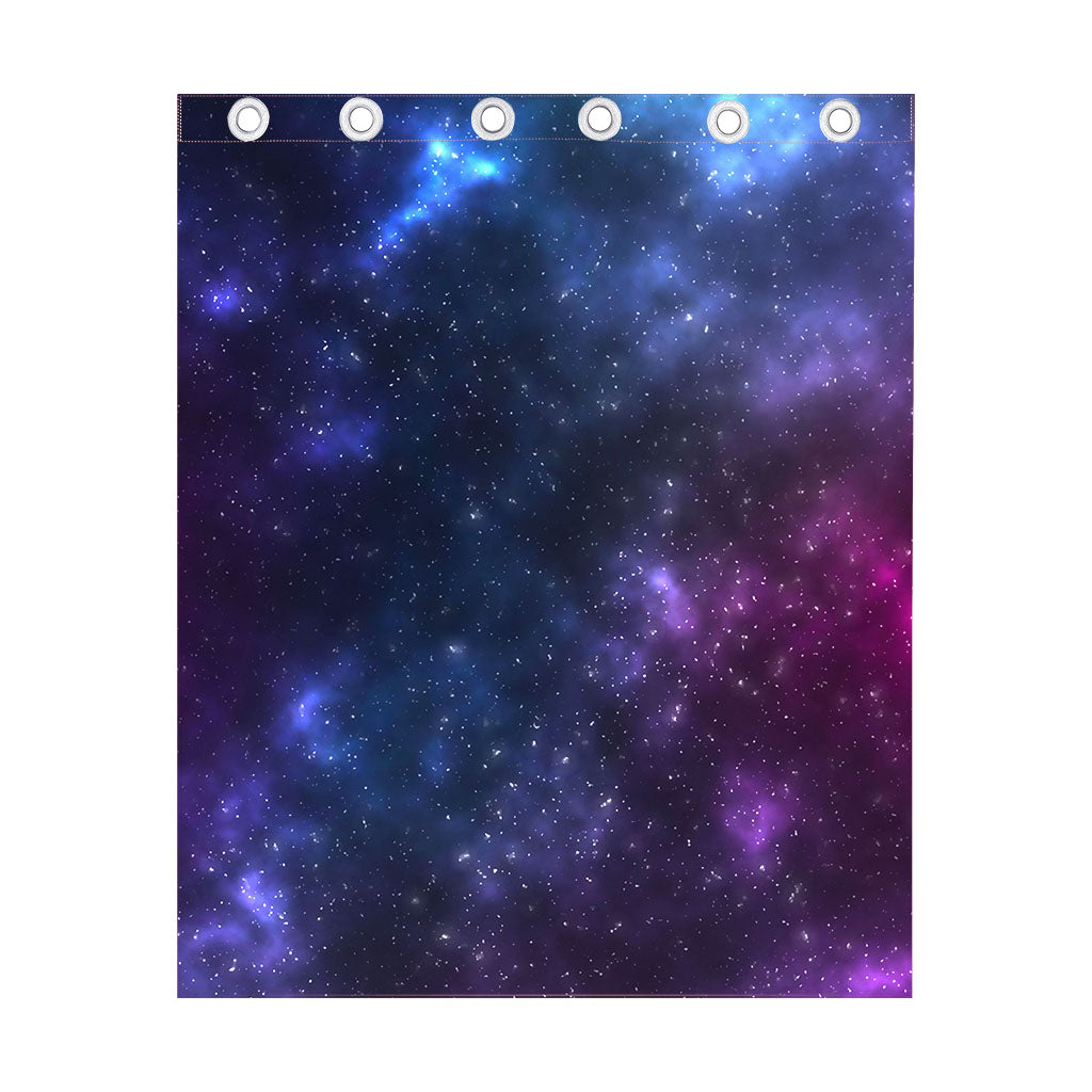 Blue Purple Cosmic Galaxy Space Print Curtain