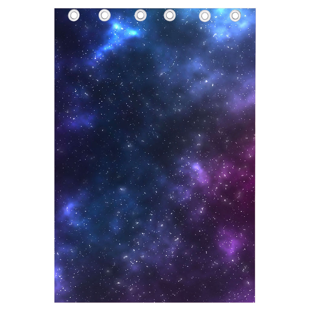 Blue Purple Cosmic Galaxy Space Print Curtain