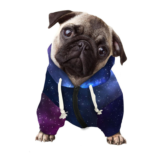 Blue Purple Cosmic Galaxy Space Print Dog Zip Up Hoodie