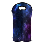 Blue Purple Cosmic Galaxy Space Print Double Neoprene Wine Tote