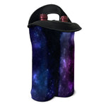 Blue Purple Cosmic Galaxy Space Print Double Neoprene Wine Tote