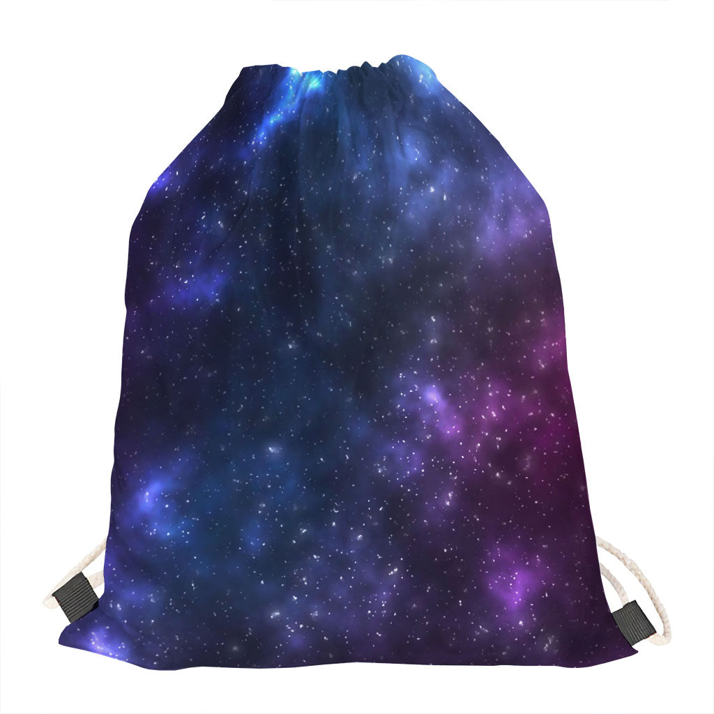 Blue Purple Cosmic Galaxy Space Print Drawstring Bag
