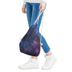 Blue Purple Cosmic Galaxy Space Print Drawstring Bag