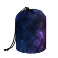 Blue Purple Cosmic Galaxy Space Print Drawstring Makeup Bag