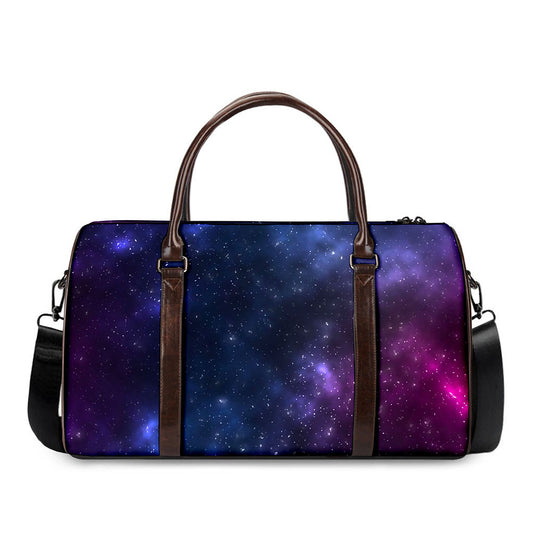Blue Purple Cosmic Galaxy Space Print Duffle Bag