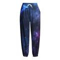 Blue Purple Cosmic Galaxy Space Print Fleece Lined Knit Pants