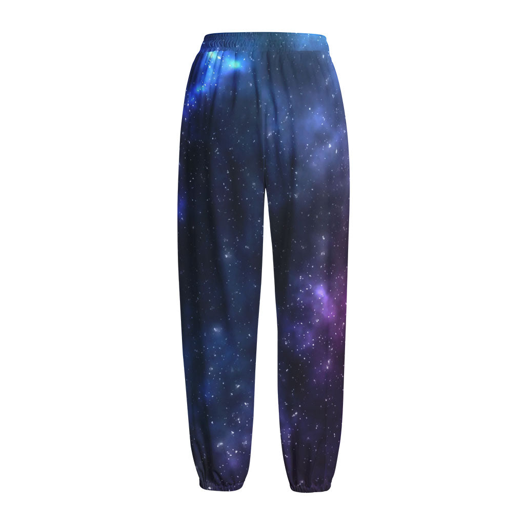 Blue Purple Cosmic Galaxy Space Print Fleece Lined Knit Pants
