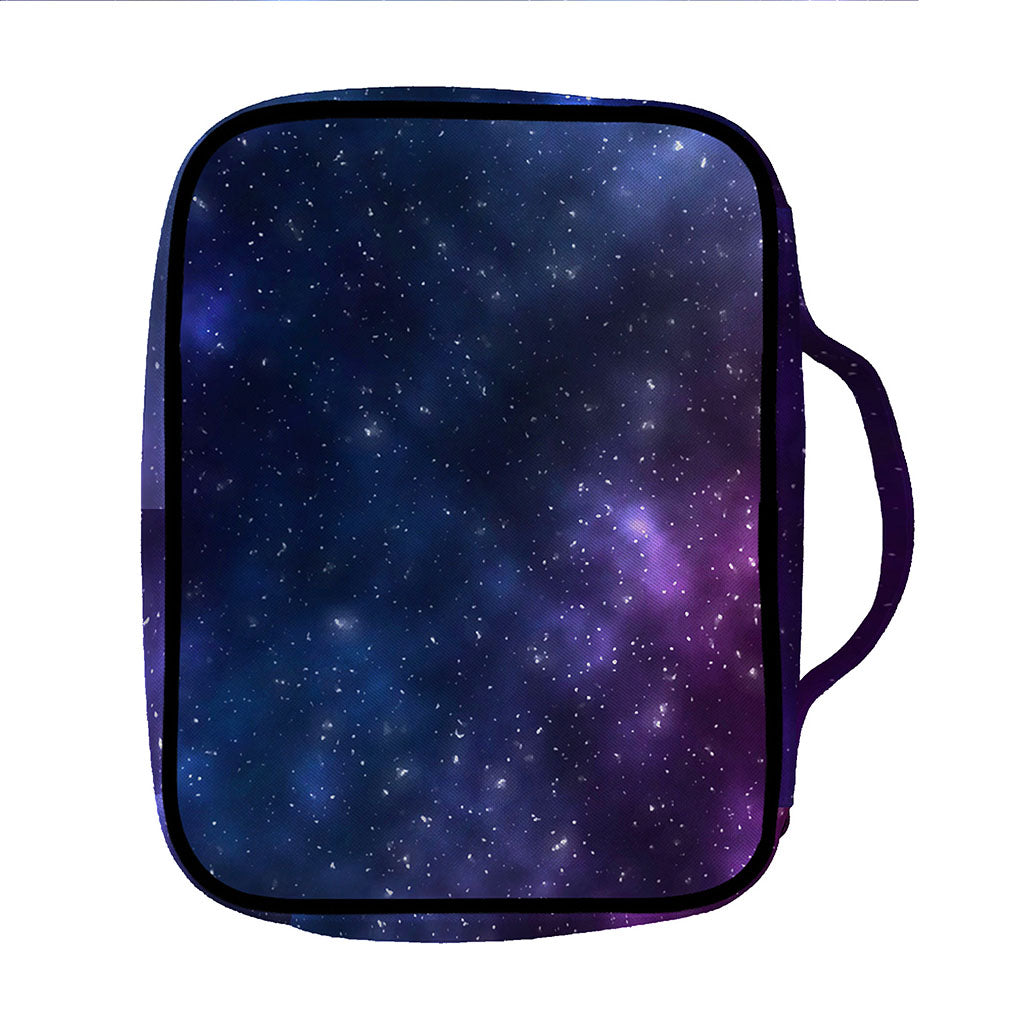Blue Purple Cosmic Galaxy Space Print Front Pocket Bible Bag