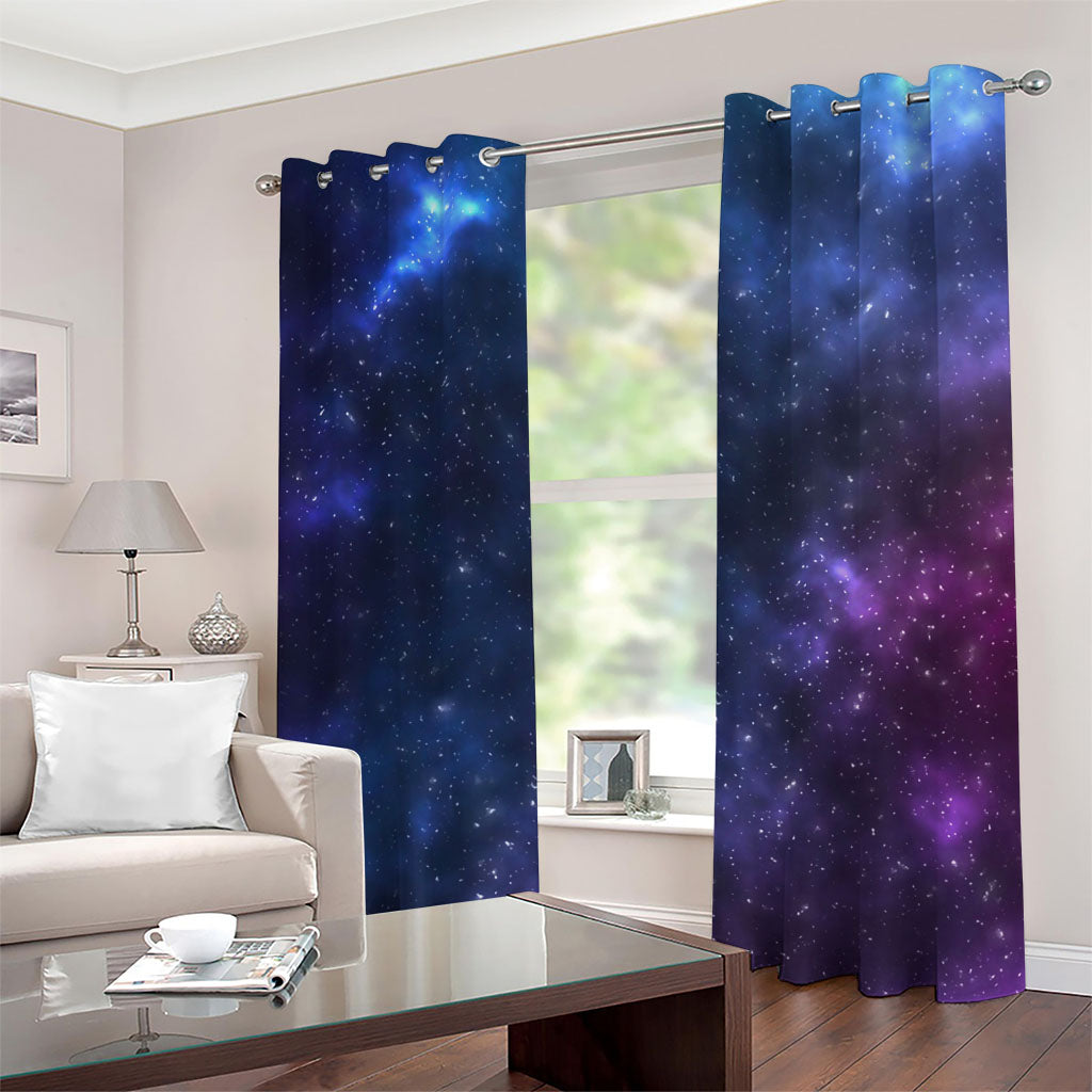 Blue Purple Cosmic Galaxy Space Print Grommet Curtains