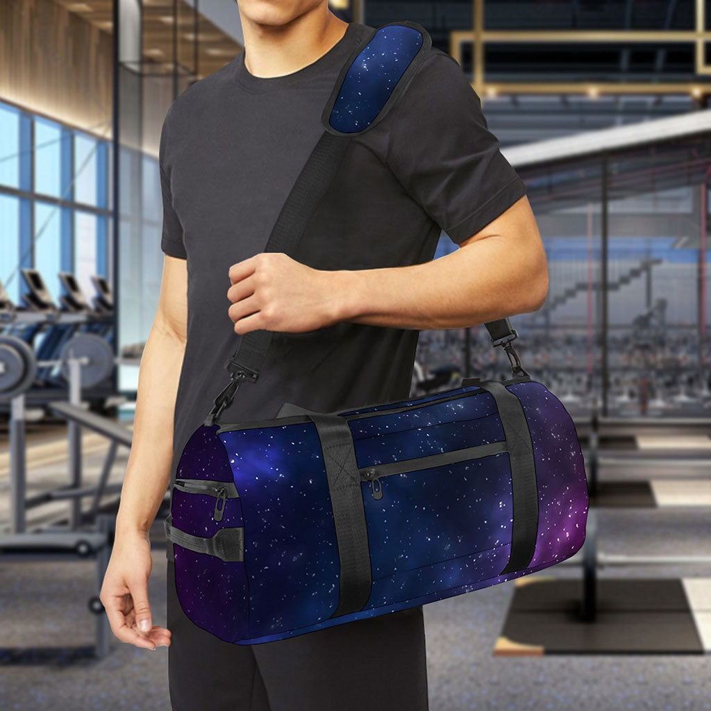 Blue Purple Cosmic Galaxy Space Print Gym Bag