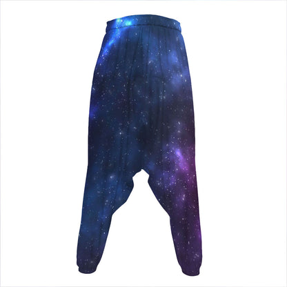 Blue Purple Cosmic Galaxy Space Print Hammer Pants
