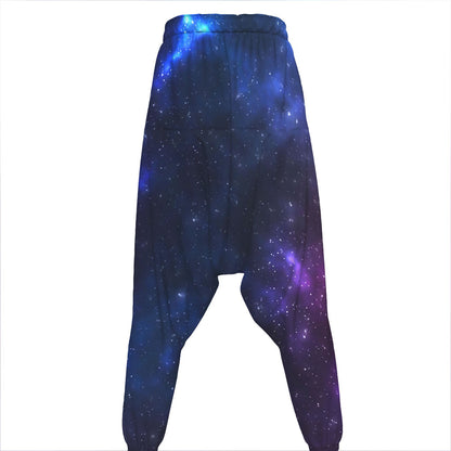 Blue Purple Cosmic Galaxy Space Print Hammer Pants