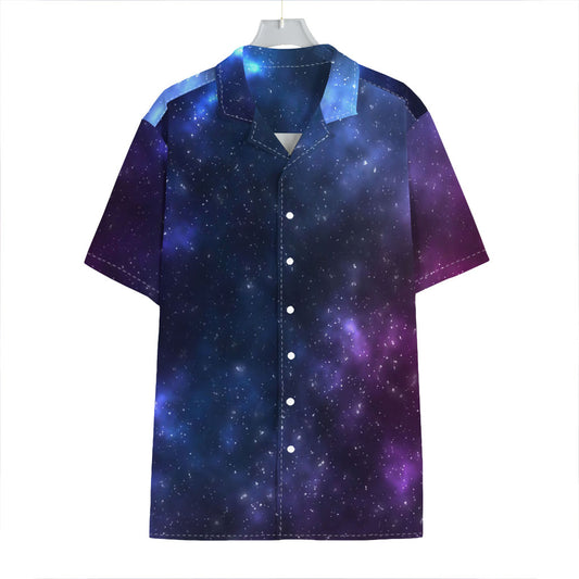 Blue Purple Cosmic Galaxy Space Print Hawaiian Shirt