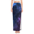 Blue Purple Cosmic Galaxy Space Print High Slit Maxi Skirt