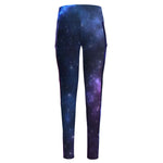 Blue Purple Cosmic Galaxy Space Print High-Waisted Pocket Leggings