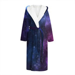 Blue Purple Cosmic Galaxy Space Print Hooded Bathrobe