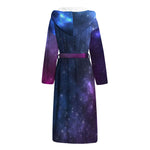 Blue Purple Cosmic Galaxy Space Print Hooded Bathrobe