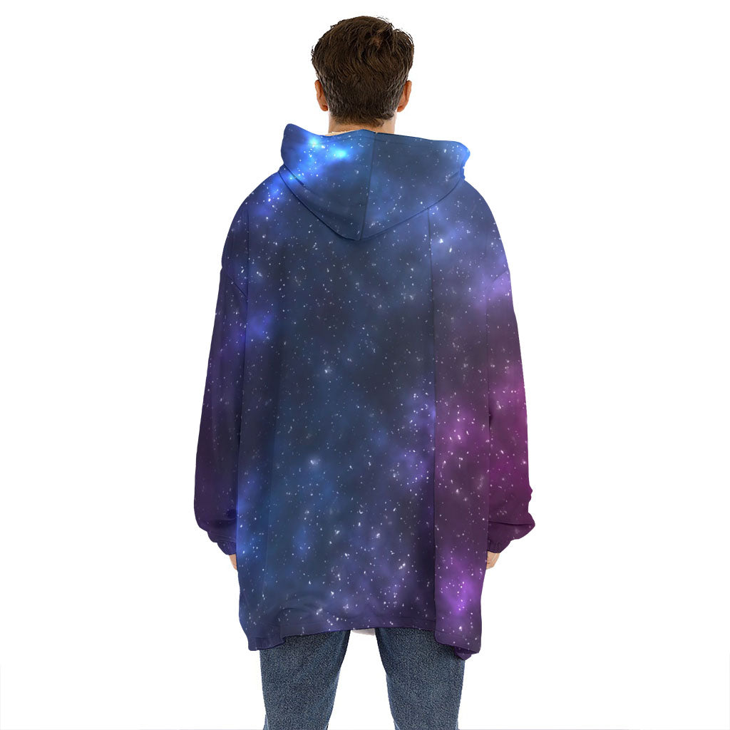 Blue Purple Cosmic Galaxy Space Print Hoodie Blanket
