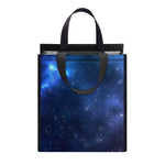 Blue Purple Cosmic Galaxy Space Print Insulated Lunch Tote