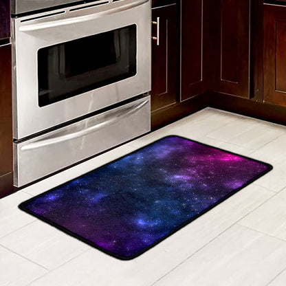 Blue Purple Cosmic Galaxy Space Print Kitchen Mat