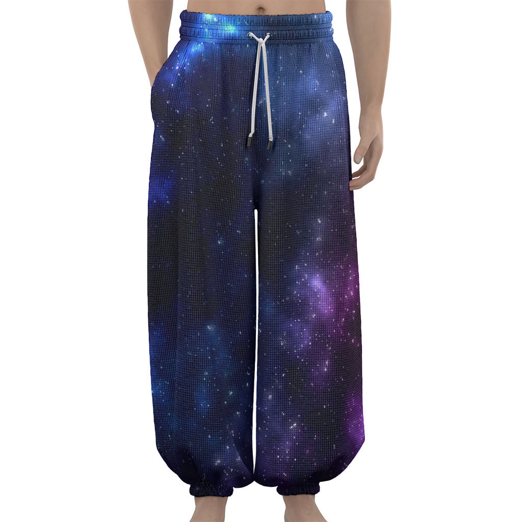 Blue Purple Cosmic Galaxy Space Print Lantern Pants