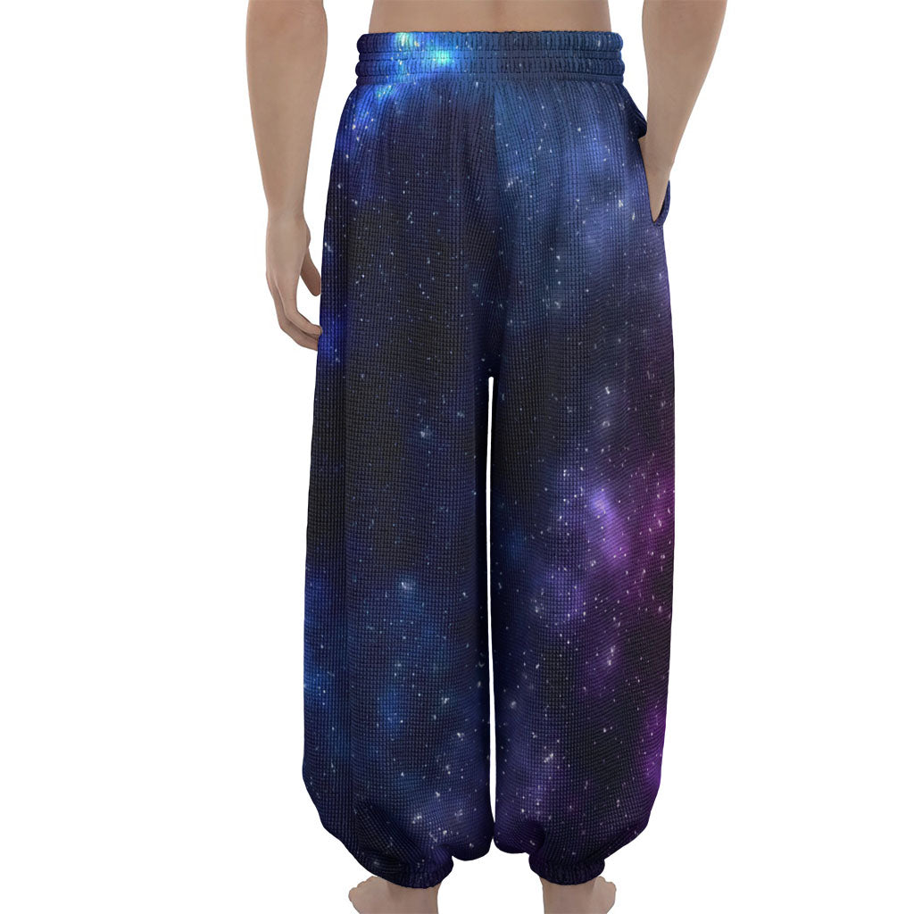 Blue Purple Cosmic Galaxy Space Print Lantern Pants