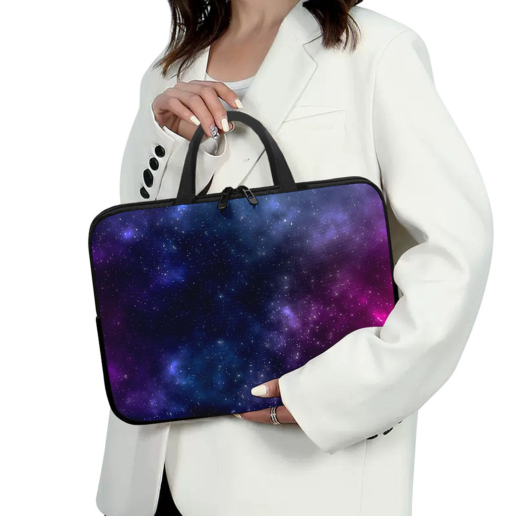 Blue Purple Cosmic Galaxy Space Print Laptop Sleeve With Handle
