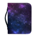 Blue Purple Cosmic Galaxy Space Print Leather Bible Cover