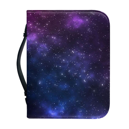Blue Purple Cosmic Galaxy Space Print Leather Bible Cover