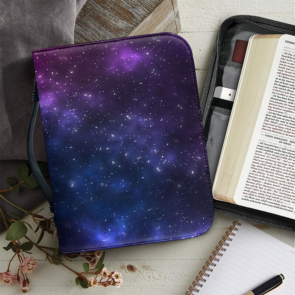 Blue Purple Cosmic Galaxy Space Print Leather Bible Cover