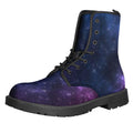 Blue Purple Cosmic Galaxy Space Print Lace-Up Boots