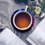 Blue Purple Cosmic Galaxy Space Print Leather Coaster Set