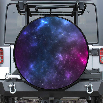 Blue Purple Cosmic Galaxy Space Print Leather Spare Tire Cover