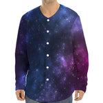 Blue Purple Cosmic Galaxy Space Print Long Sleeve Baseball Jersey