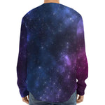Blue Purple Cosmic Galaxy Space Print Long Sleeve Baseball Jersey