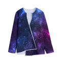 Blue Purple Cosmic Galaxy Space Print Long Sleeve Short Coat
