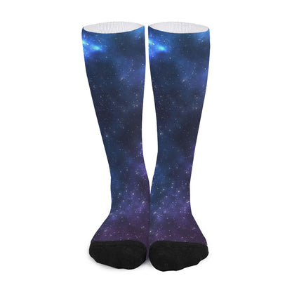 Blue Purple Cosmic Galaxy Space Print Long Socks