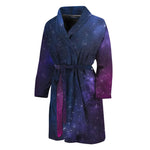 Blue Purple Cosmic Galaxy Space Print Men's Bathrobe