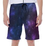Blue Purple Cosmic Galaxy Space Print Men's Beach Shorts
