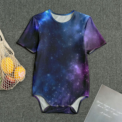Blue Purple Cosmic Galaxy Space Print Men's Bodysuit