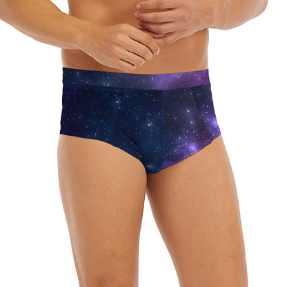 Blue Purple Cosmic Galaxy Space Print Men's Briefs
