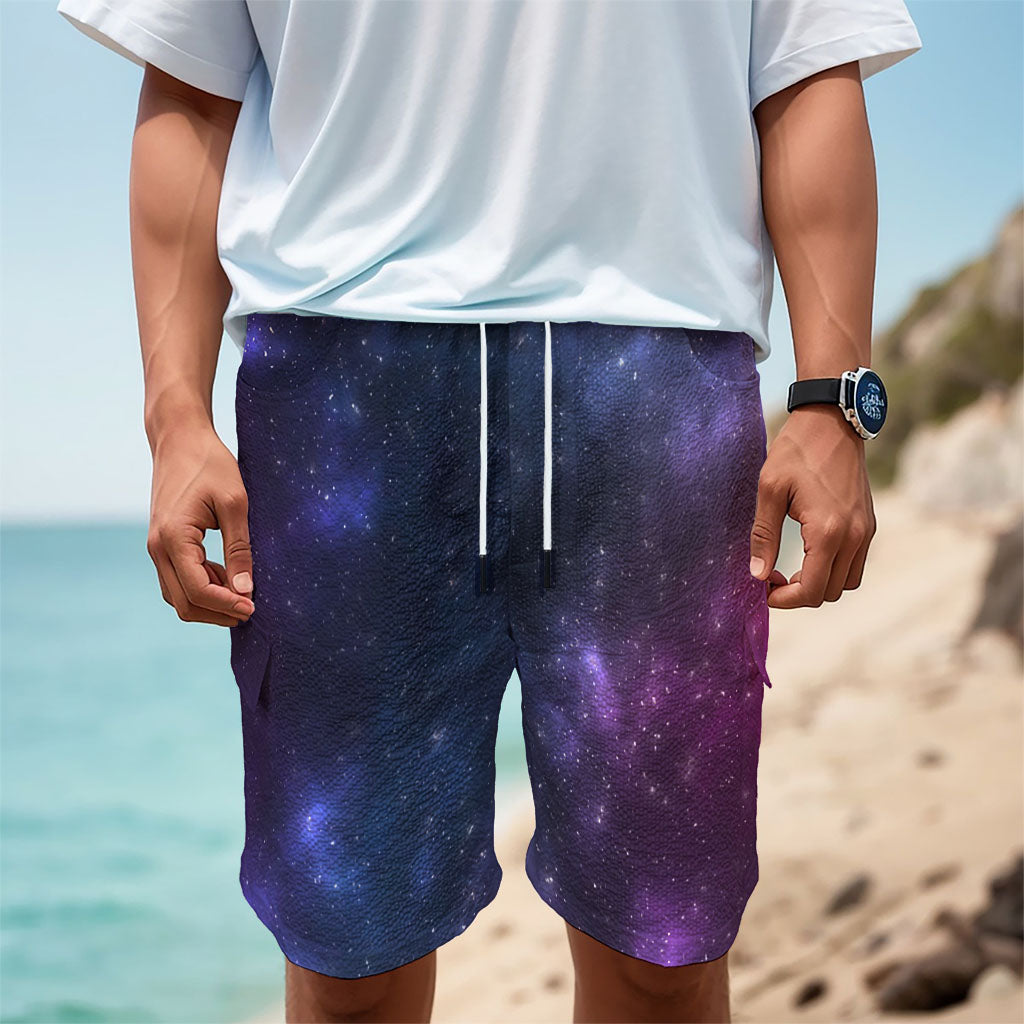 Blue Purple Cosmic Galaxy Space Print Men's Cargo Shorts