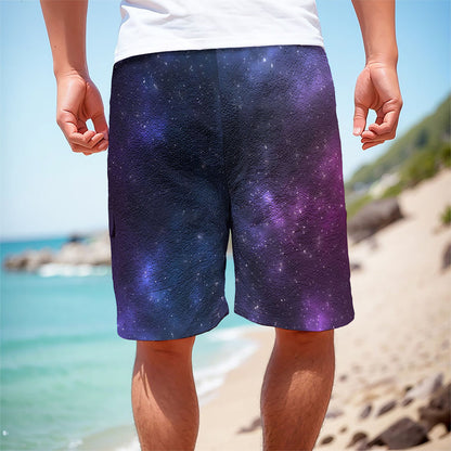 Blue Purple Cosmic Galaxy Space Print Men's Cargo Shorts